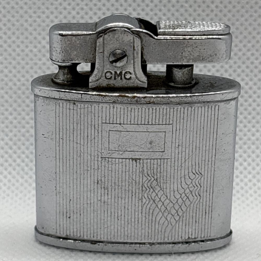 Vintage CMC Continental Silver Automatic Cigarette Lighter with Ribbed Detailing